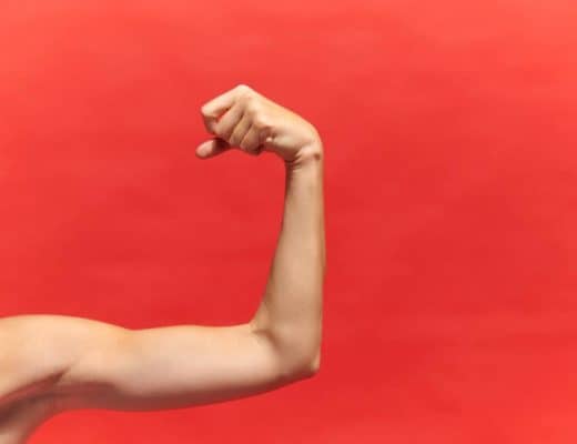 Strong arm flex on red