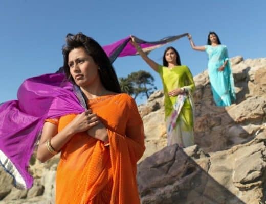Three Indian Women with fabric